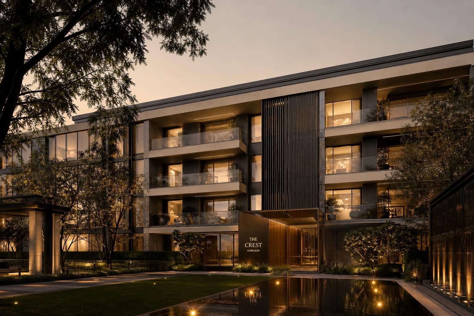 Luxury low rise floors in Gurgaon at dusk